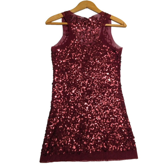 Vintage Y2K Max Studio Sequin Tank Top Size XS Sparkle Fairy Whimsygoth Maroon - Picture 6 of 6